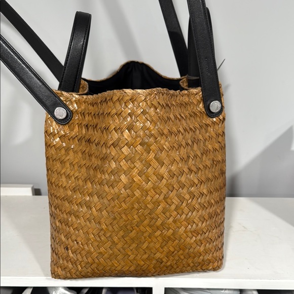 All Saints Brown Woven & Black Leather Tote Bag - Picture 5 of 7